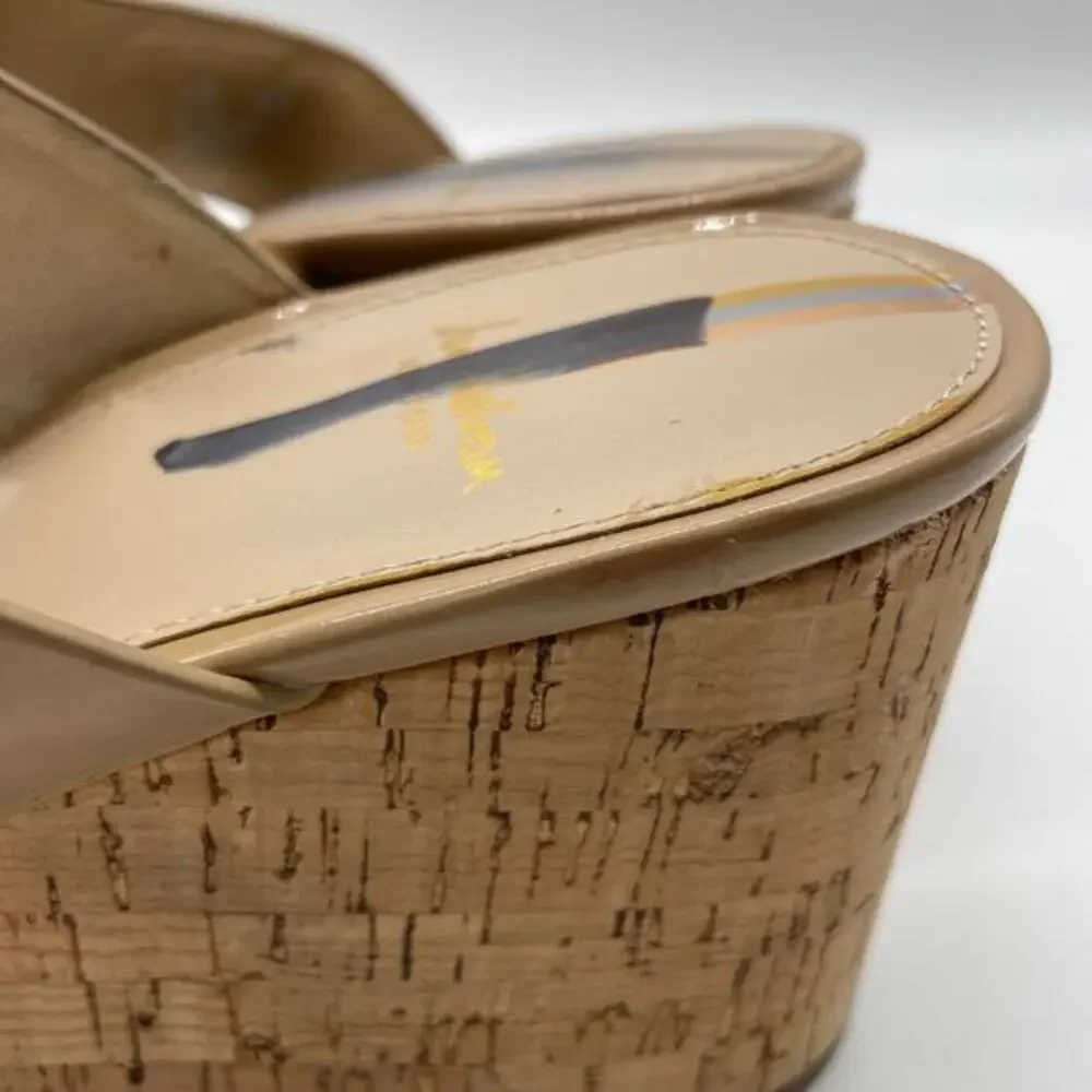 Sam Edelman‎ Women's Yardlie Emblem Platform Wedge Sandals Beige Size 8.5M